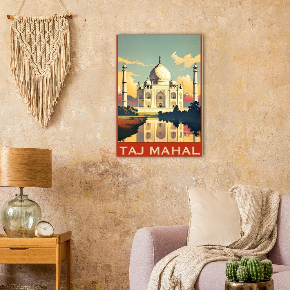 Taj Mahal Vintage Print | Taj Mahal Travel Poster | Wall Art | Poster | Print | Cafe | Desi