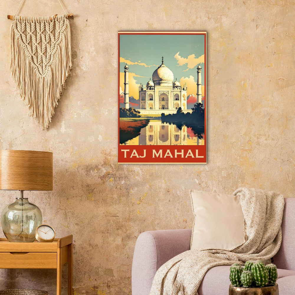 Taj Mahal Vintage Print | Taj Mahal Travel Poster | Wall Art | Poster | Print | Cafe | Desi