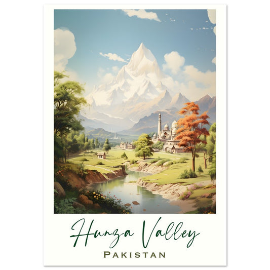 Pakistan Travel Poster | Hunza Valley | Vintage | Travel | Wall Art | Poster | Pakistan Illustration | Gift | Desi