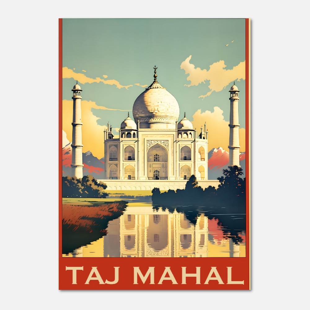 Taj Mahal Vintage Print | Taj Mahal Travel Poster | Wall Art | Poster | Print | Cafe | Desi